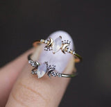 Triple Moon Goddess Moonstone Ring